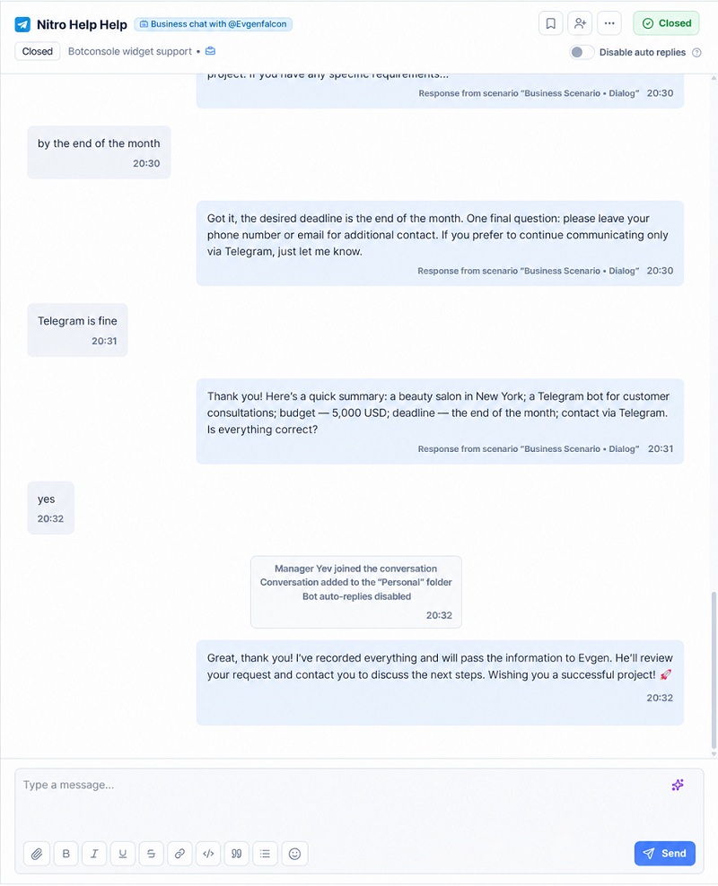 Business chat